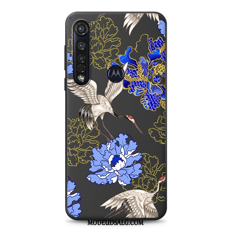 Moto G8 Plus Etui Sort Cartoon Wealth Kat Af Personlighed