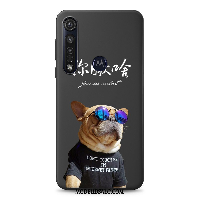 Moto G8 Plus Etui Sort Cartoon Wealth Kat Af Personlighed