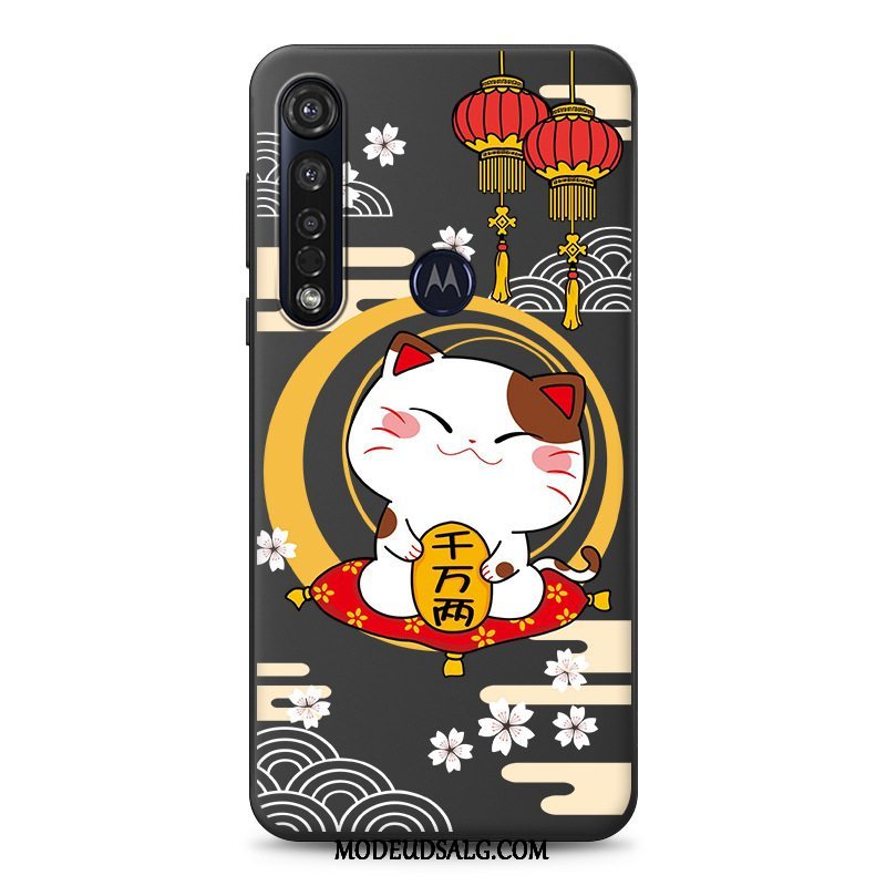 Moto G8 Plus Etui Sort Cartoon Wealth Kat Af Personlighed