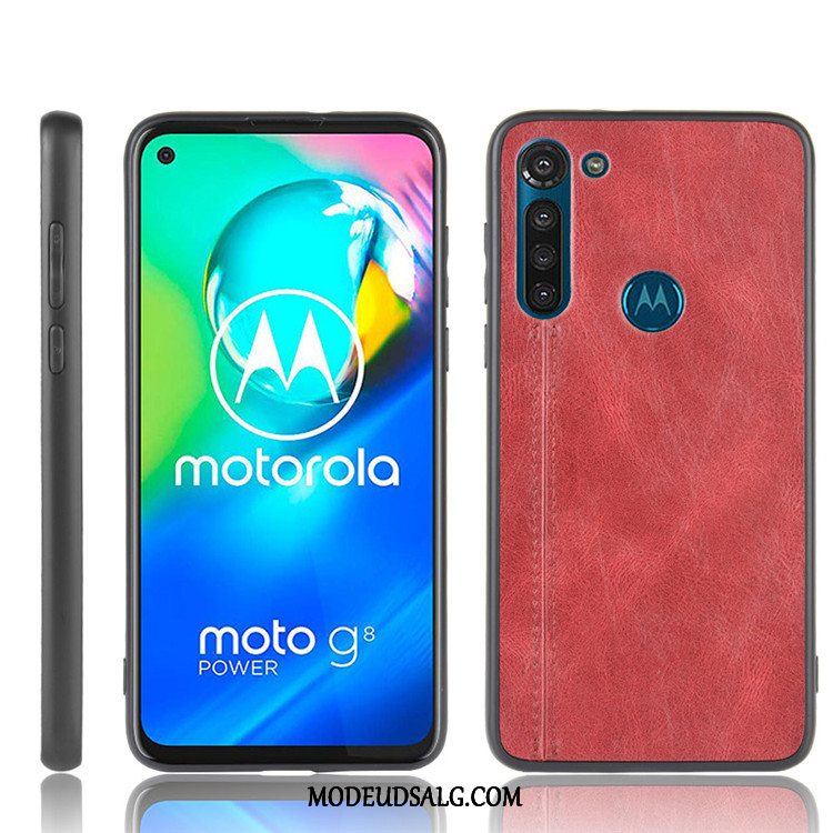 Moto G8 Power Etui / Cover Sort Læder Hård Beskyttelse Alt Inklusive