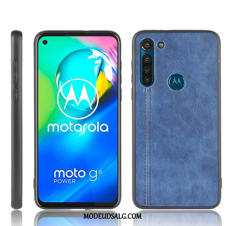 Moto G8 Power Etui / Cover Sort Læder Hård Beskyttelse Alt Inklusive