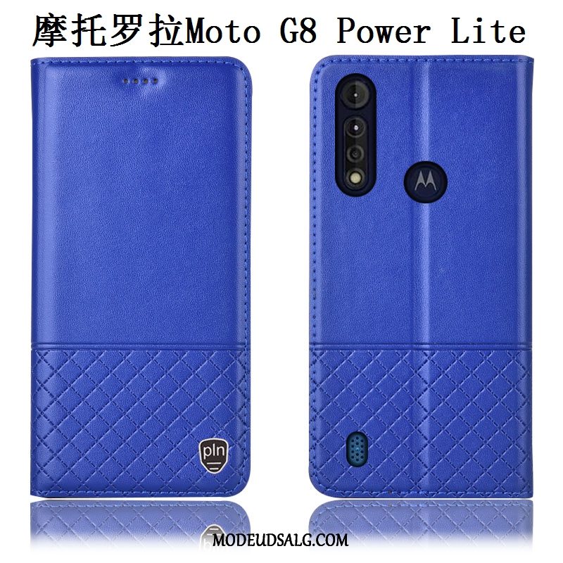 Moto G8 Power Lite Etui Cover Anti-fald Beskyttelse Ægte Læder Alt Inklusive