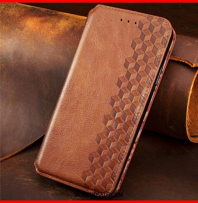 Moto G8 Power Lite Etui / Cover Lædertaske Folio Hængende Ornamenter Grøn Ternede