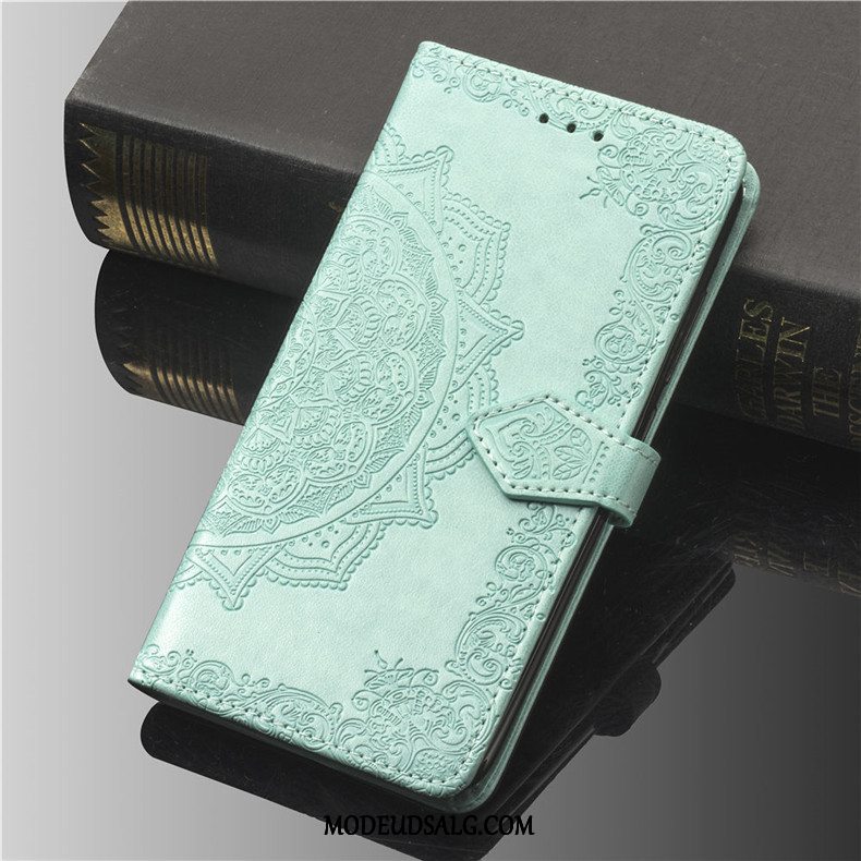 Moto G8 Power Lite Etui / Cover Relief Folio Grøn Hængende Ornamenter