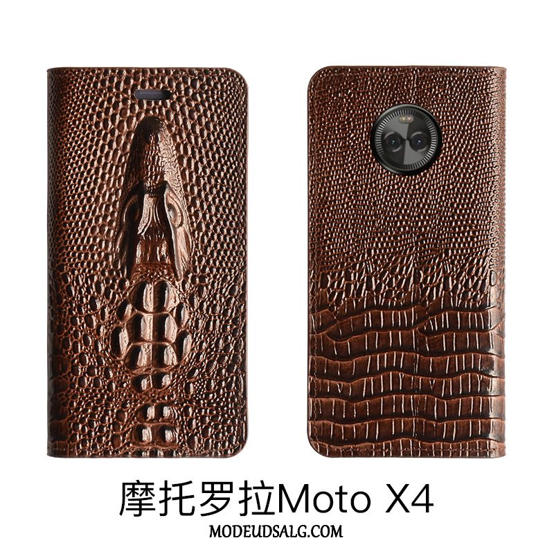 Moto X4 Etui / Cover Beskyttelse Sort Læder High End Folio