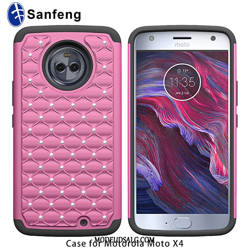 Moto X4 Etui Pulver Cover Rød Strass