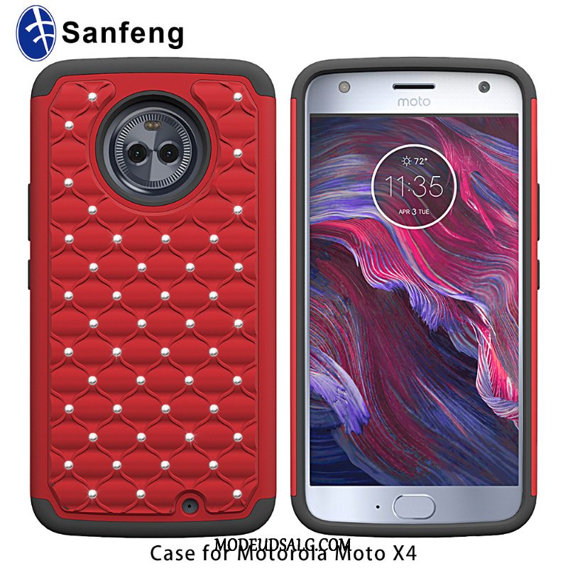 Moto X4 Etui Pulver Cover Rød Strass