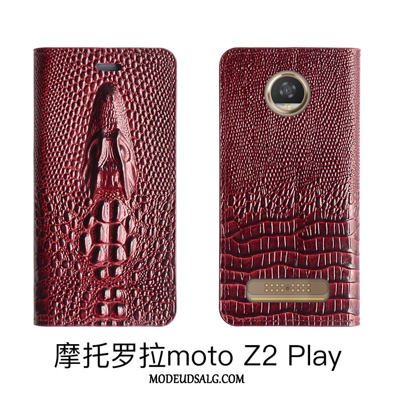 Moto Z2 Play Etui Cover Læder Blå Folio Beskyttelse