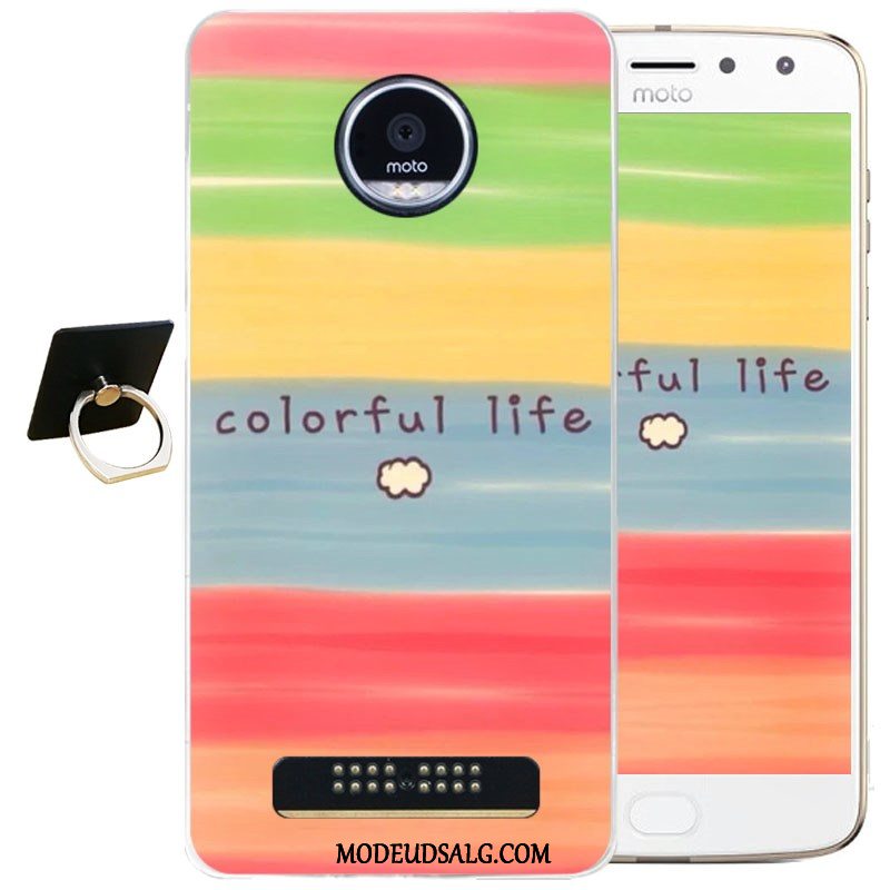 Moto Z2 Play Etui / Cover Silikone Cartoon Gennemsigtig Farve Relief