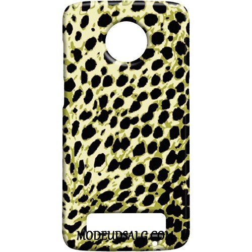 Moto Z3 Play Etui Beskyttelse Nubuck Sort Leopard Cover