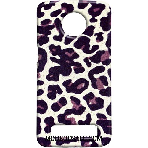 Moto Z3 Play Etui Beskyttelse Nubuck Sort Leopard Cover