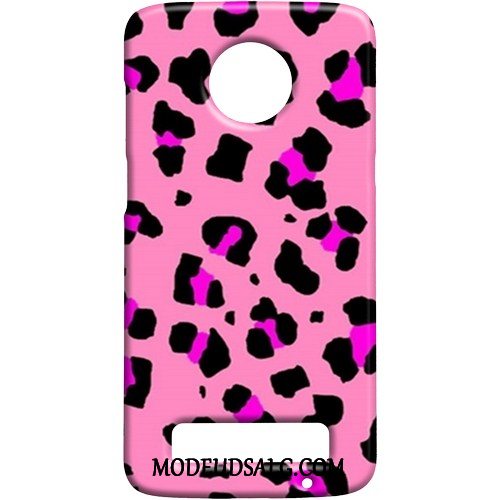 Moto Z3 Play Etui Beskyttelse Nubuck Sort Leopard Cover