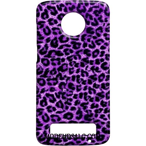 Moto Z3 Play Etui Beskyttelse Nubuck Sort Leopard Cover