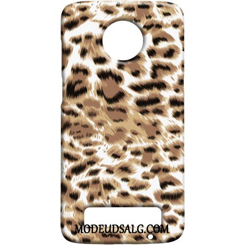 Moto Z3 Play Etui Beskyttelse Nubuck Sort Leopard Cover