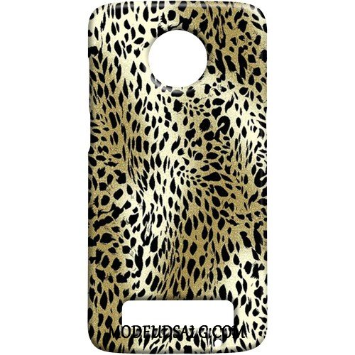 Moto Z3 Play Etui Beskyttelse Nubuck Sort Leopard Cover