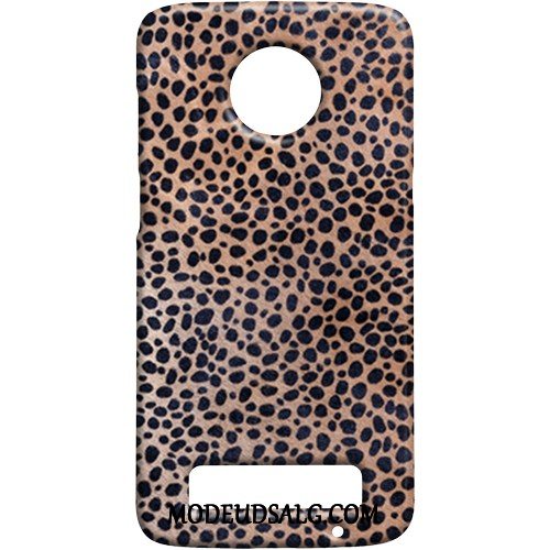 Moto Z3 Play Etui Beskyttelse Nubuck Sort Leopard Cover