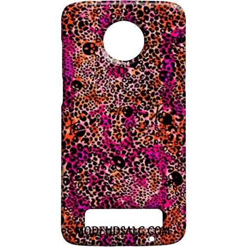 Moto Z3 Play Etui Beskyttelse Nubuck Sort Leopard Cover