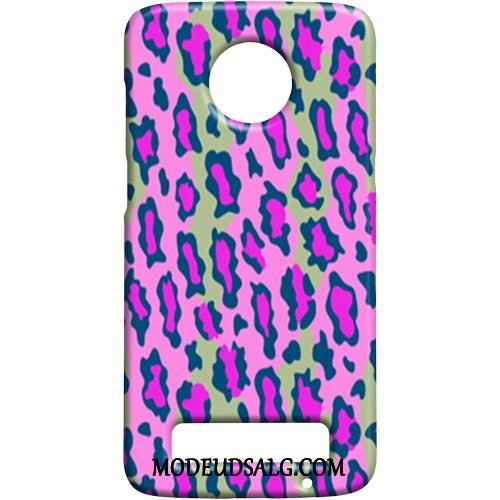 Moto Z3 Play Etui Beskyttelse Nubuck Sort Leopard Cover