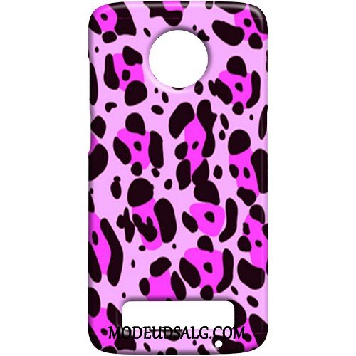 Moto Z3 Play Etui Beskyttelse Nubuck Sort Leopard Cover