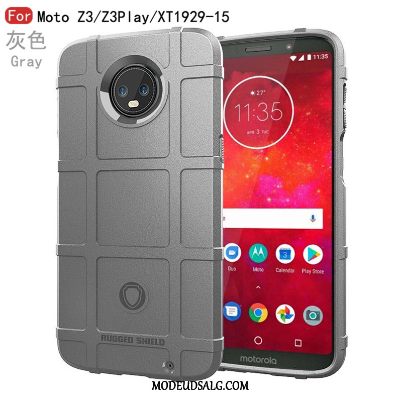 Moto Z3 Play Etui Silikone Mønster Alt Inklusive Cover Grå