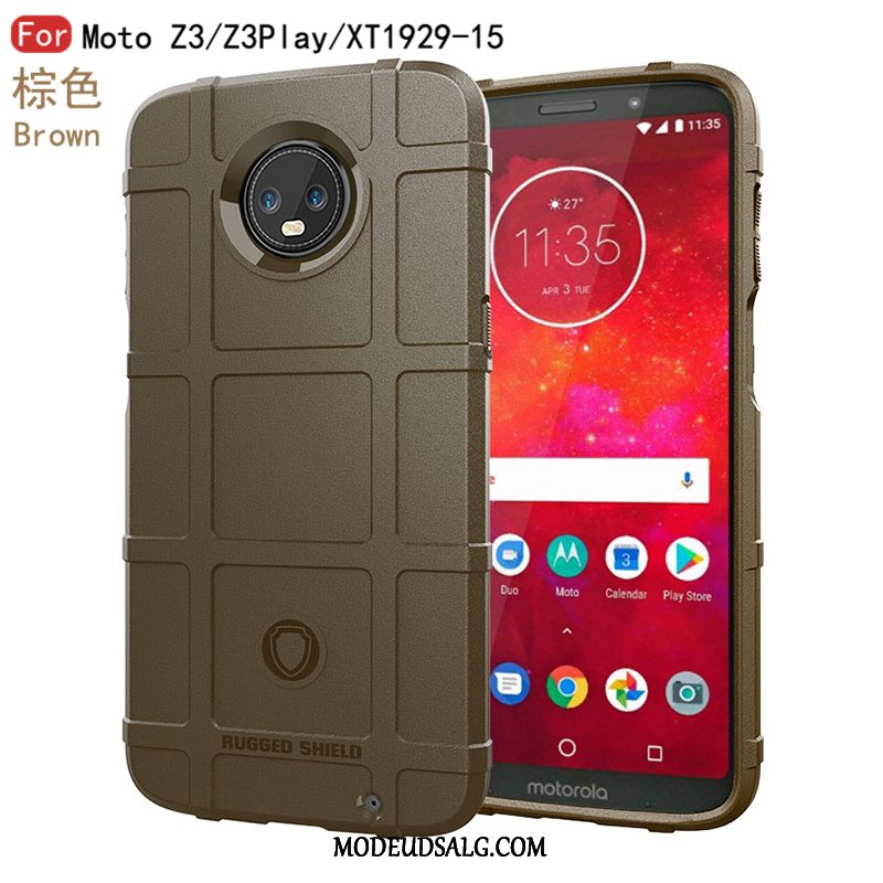 Moto Z3 Play Etui Silikone Mønster Alt Inklusive Cover Grå