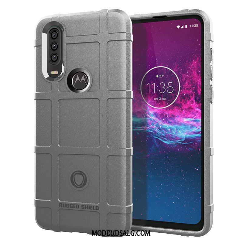 Motorola One Action Etui Beskyttelse Blød Silikone Pu Sort