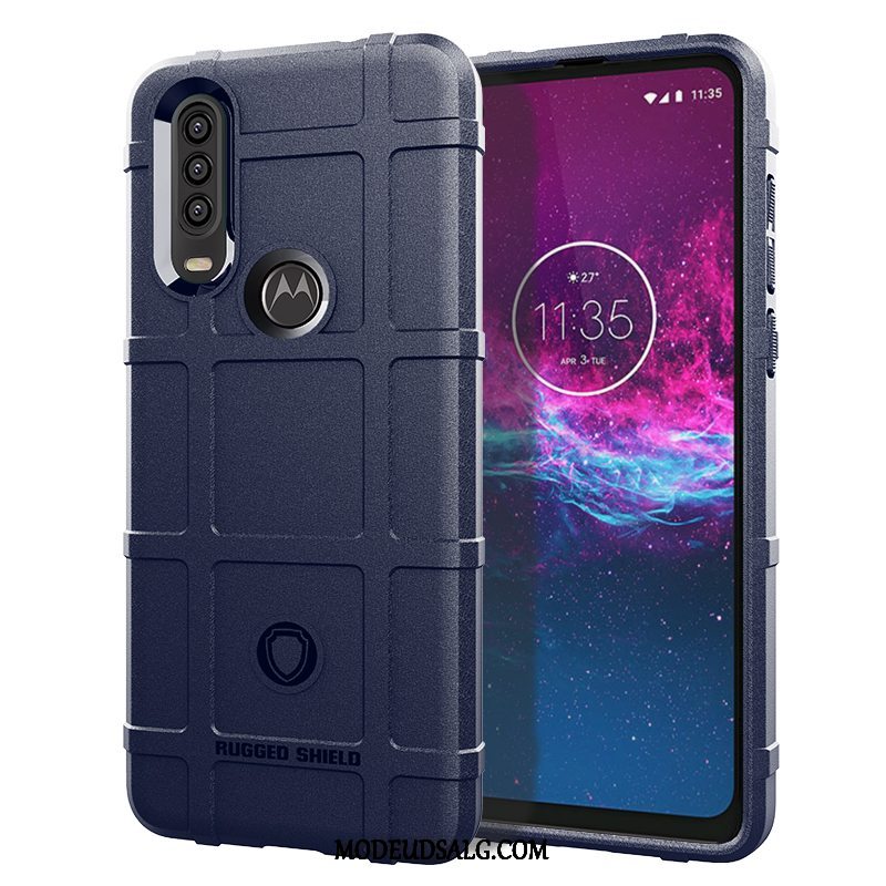 Motorola One Action Etui Beskyttelse Blød Silikone Pu Sort