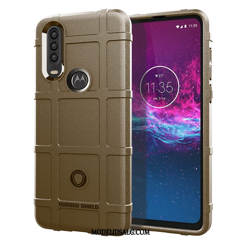 Motorola One Action Etui Beskyttelse Blød Silikone Pu Sort