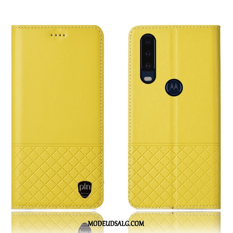 Motorola One Action Etui / Cover Lædertaske Folio Beskyttelse Sort