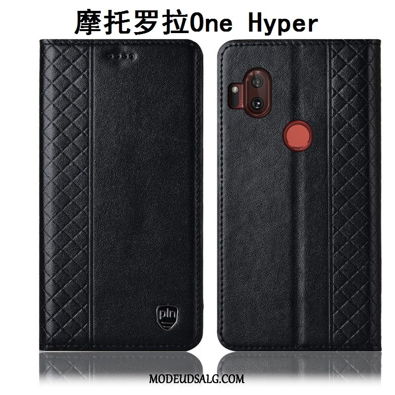 Motorola One Hyper Etui Lædertaske Gul Beskyttelse Cover Anti-fald