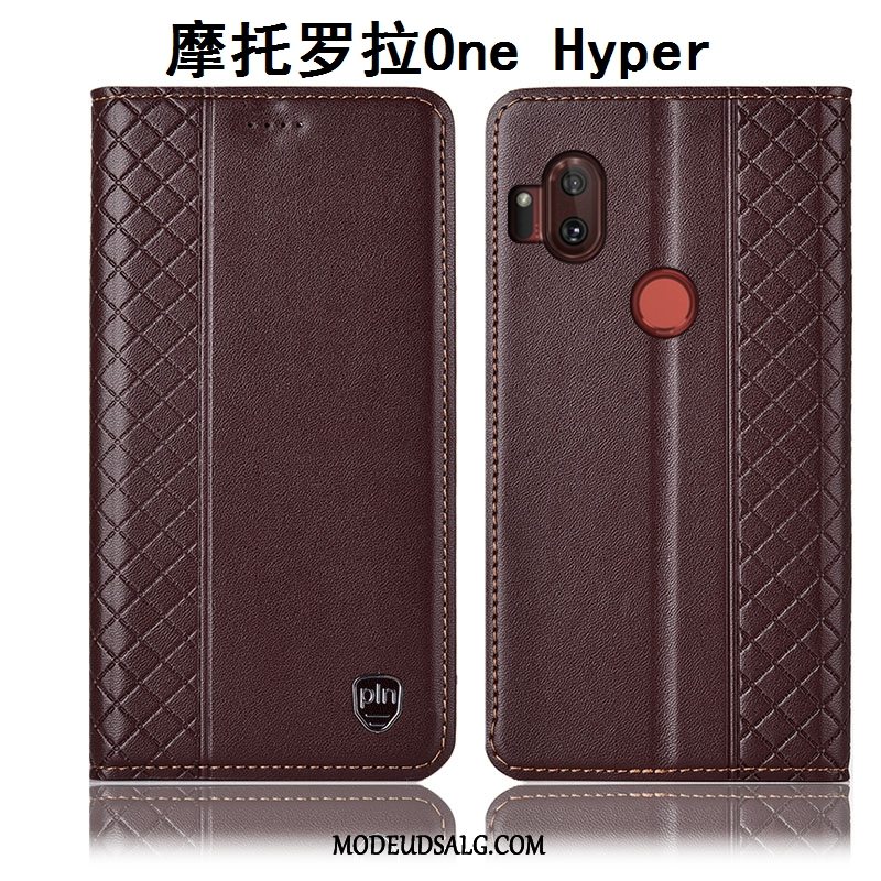 Motorola One Hyper Etui Lædertaske Gul Beskyttelse Cover Anti-fald