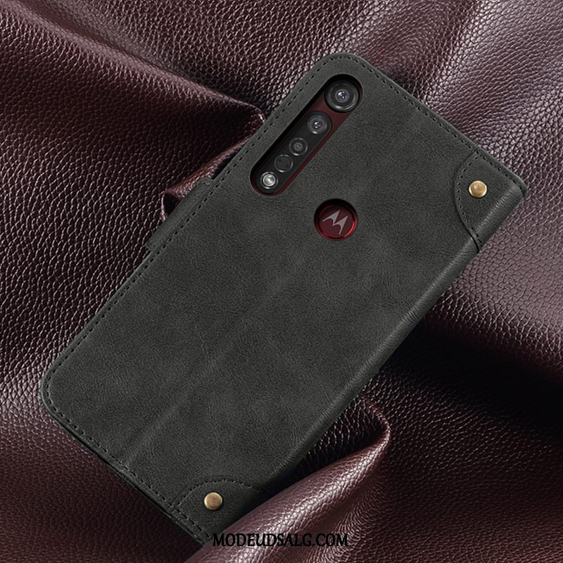 Motorola One Macro Etui Beskyttelse Kort Sort Cover Folio