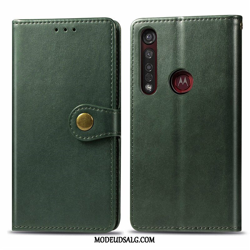 Motorola One Macro Etui Simple Cover Solid Farve Hængende Ornamenter Rød