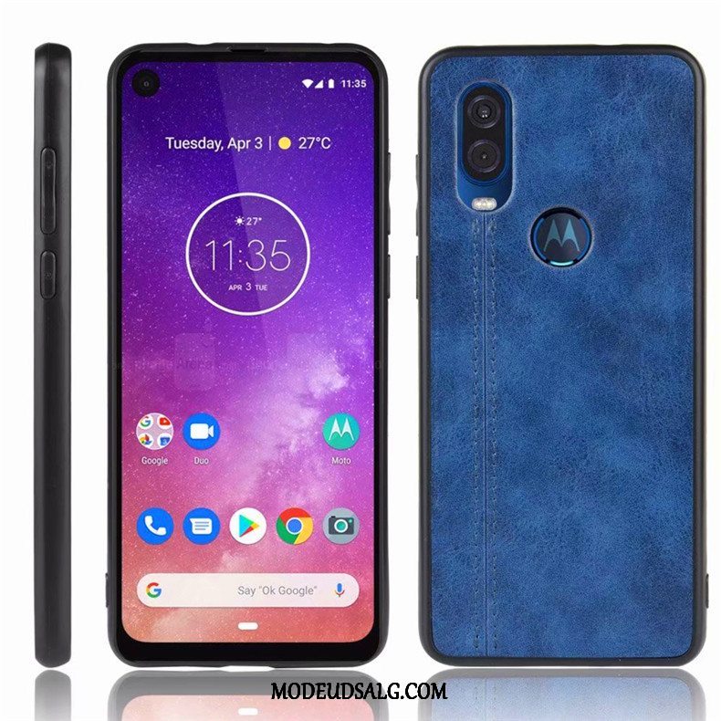 Motorola One Vision Etui Blå Cover Anti-fald Beskyttelse Alt Inklusive