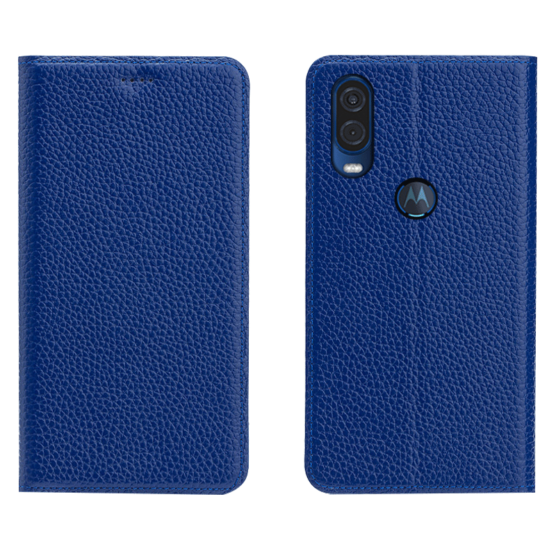 Motorola One Vision Etui / Cover Blå Folio Mønster Alt Inklusive