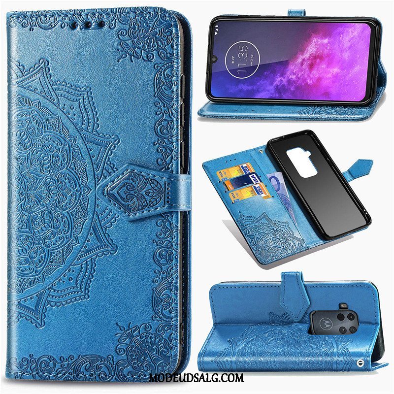 Motorola One Zoom Etui Lædertaske Cover Hængende Ornamenter Beskyttelse Folio