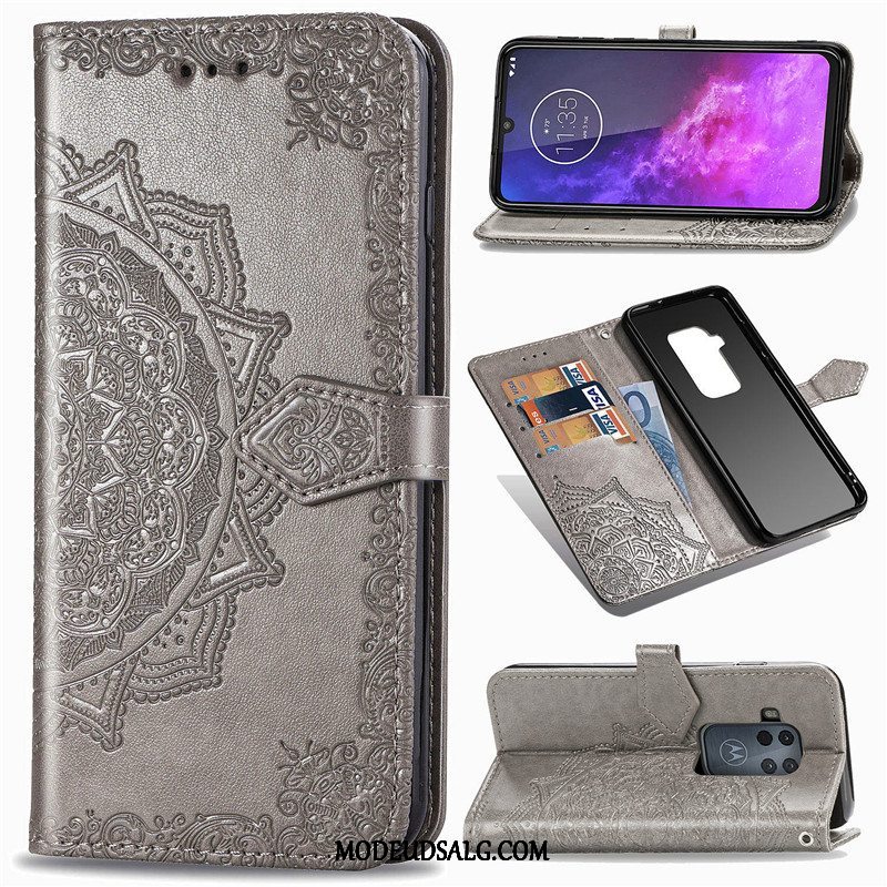 Motorola One Zoom Etui Lædertaske Cover Hængende Ornamenter Beskyttelse Folio