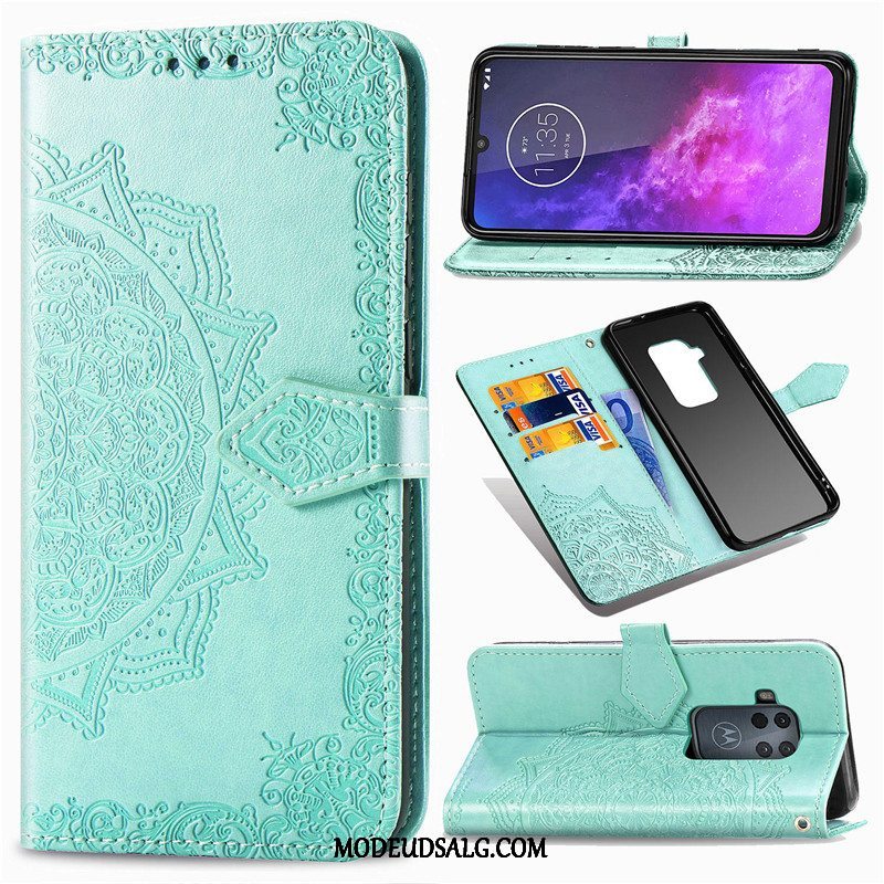 Motorola One Zoom Etui Lædertaske Cover Hængende Ornamenter Beskyttelse Folio