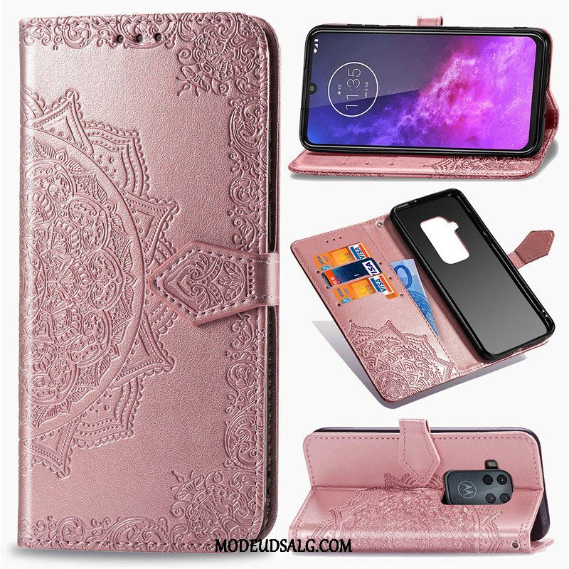 Motorola One Zoom Etui Lædertaske Cover Hængende Ornamenter Beskyttelse Folio