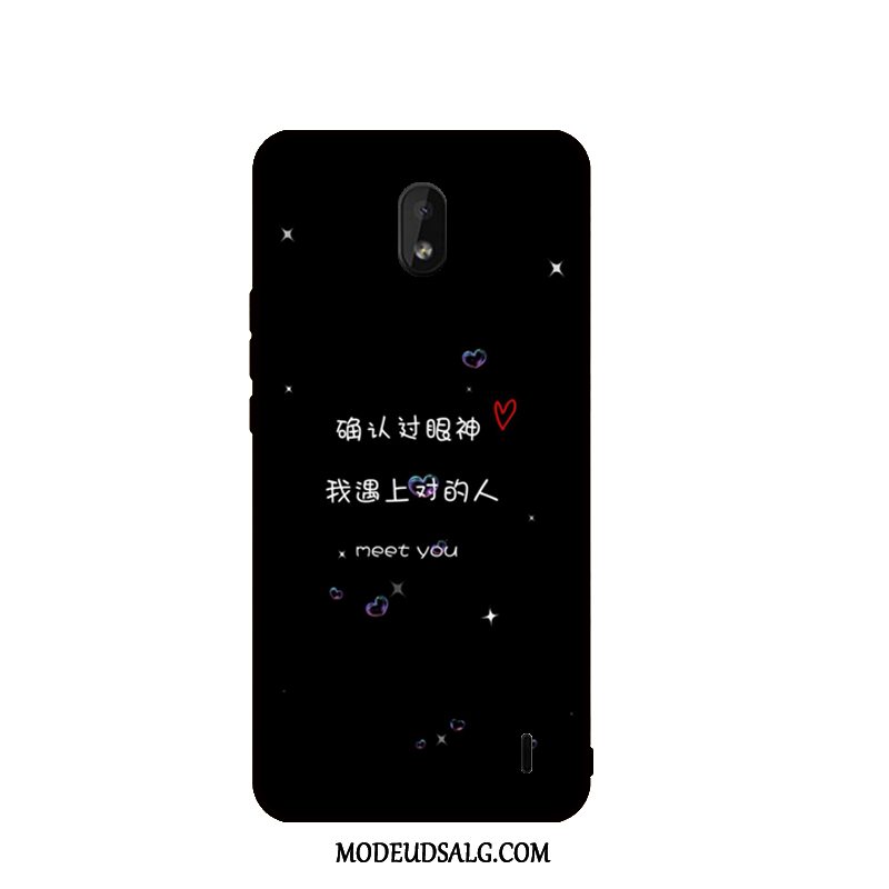 Nokia 1 Plus Etui Nubuck Sort Cover Cartoon Blød