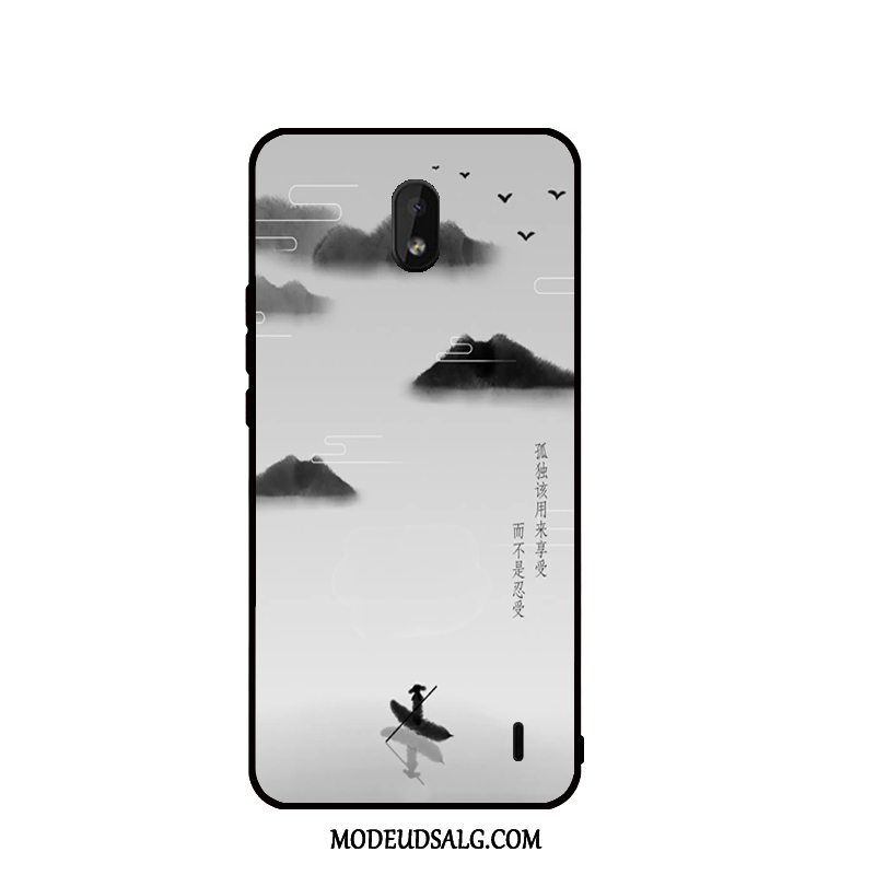 Nokia 1 Plus Etui Nubuck Sort Cover Cartoon Blød