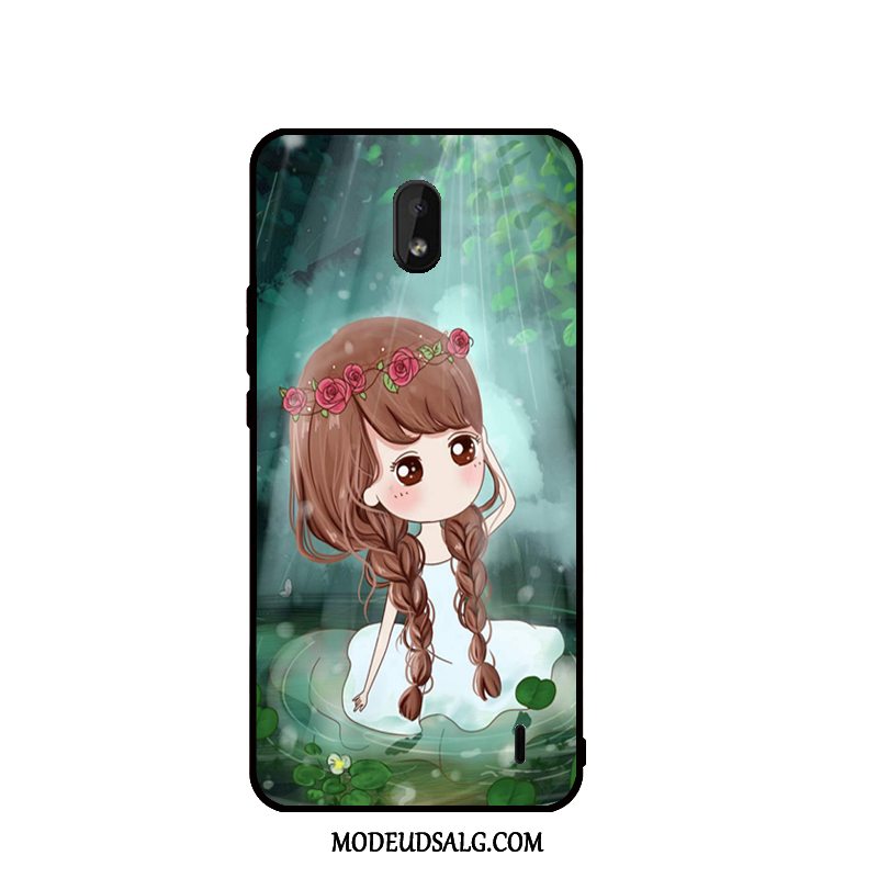 Nokia 1 Plus Etui Nubuck Sort Cover Cartoon Blød