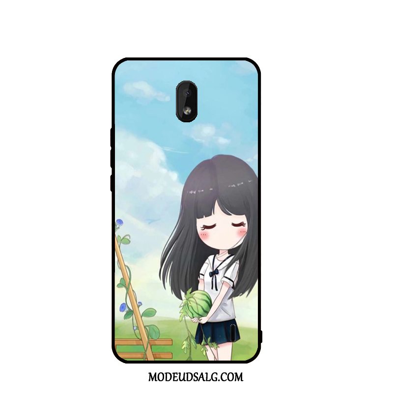 Nokia 1 Plus Etui Nubuck Sort Cover Cartoon Blød