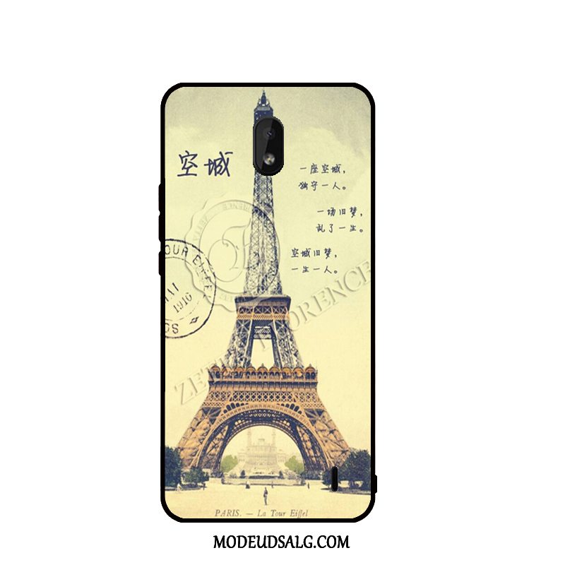 Nokia 1 Plus Etui Nubuck Sort Cover Cartoon Blød