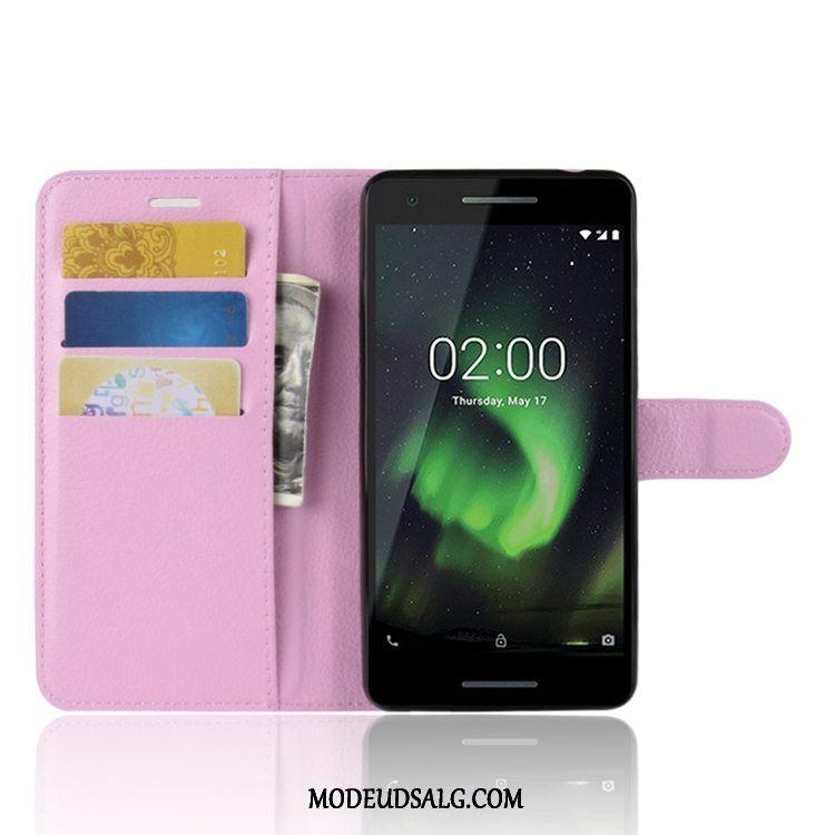 Nokia 2.1 Etui / Cover Litchi Tegnebog Lædertaske Kort Anti-fald