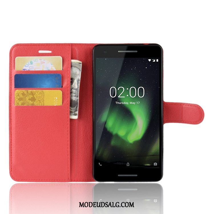 Nokia 2.1 Etui / Cover Litchi Tegnebog Lædertaske Kort Anti-fald