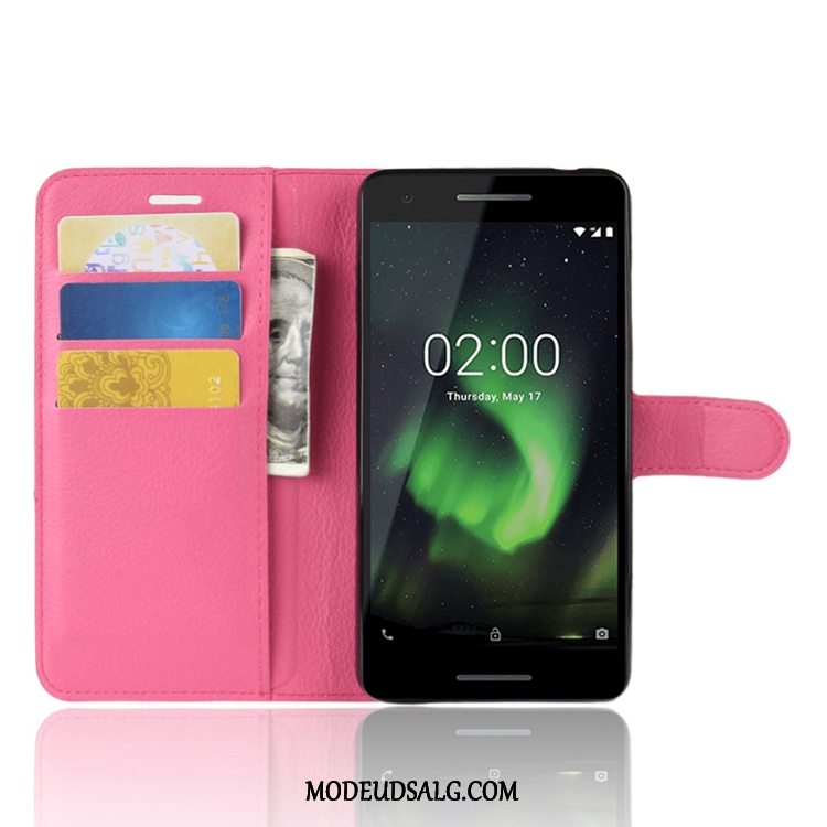 Nokia 2.1 Etui / Cover Litchi Tegnebog Lædertaske Kort Anti-fald