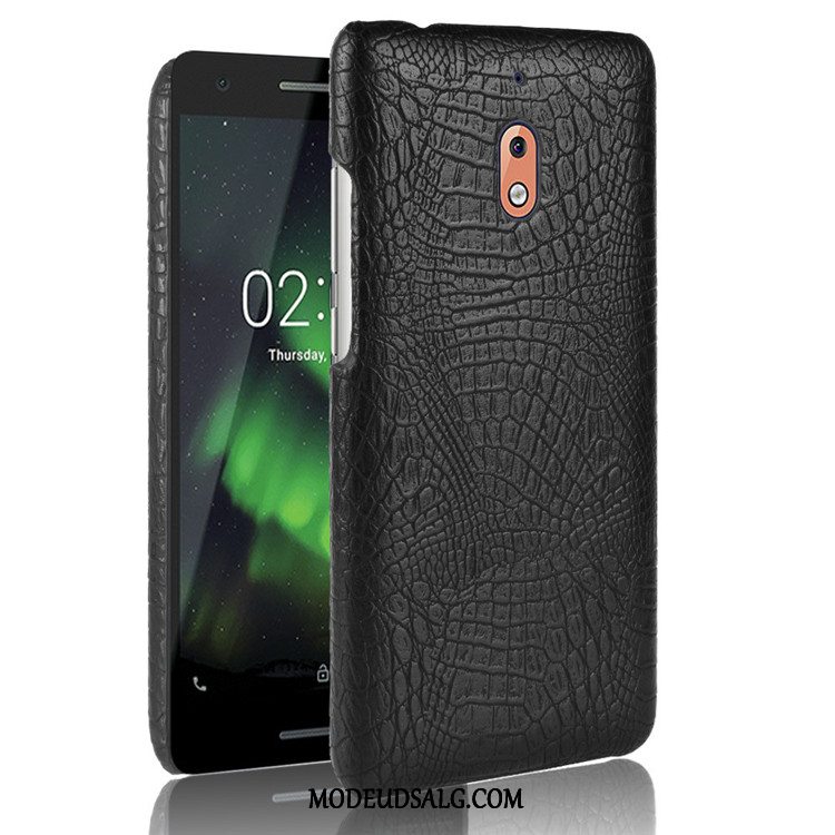 Nokia 2.1 Etui / Cover Læder Anti-fald Mønster Sort