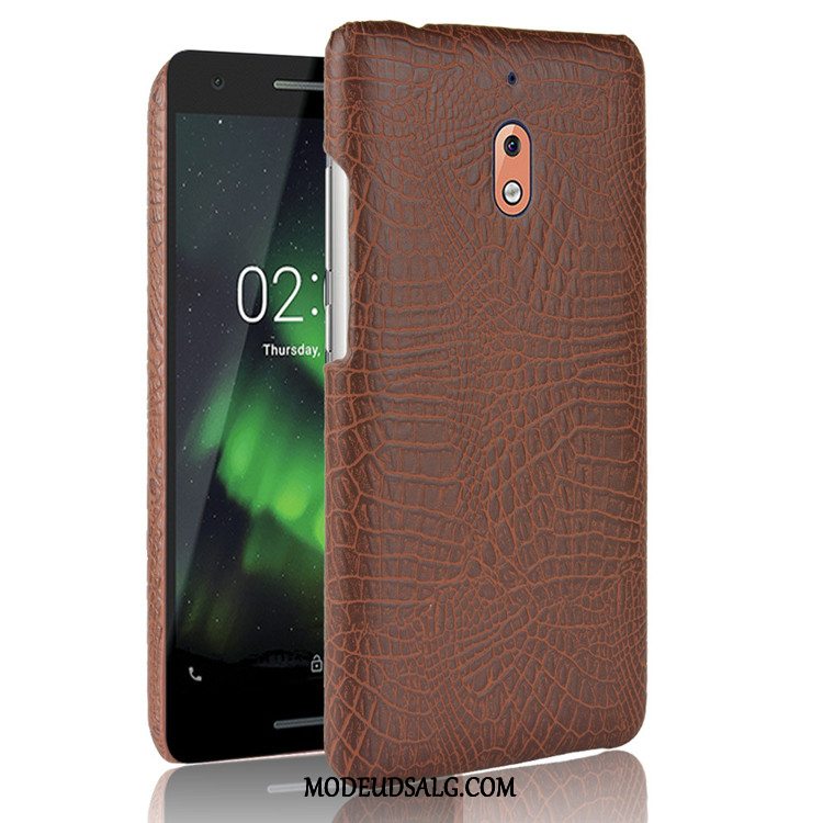 Nokia 2.1 Etui / Cover Læder Anti-fald Mønster Sort