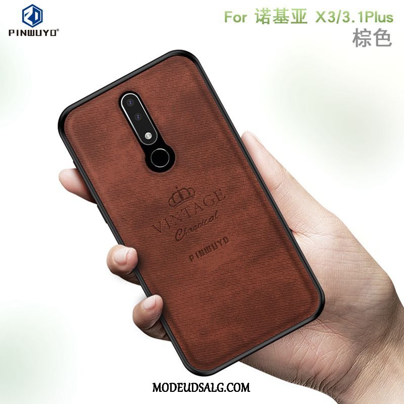 Nokia 3.1 Plus Etui / Cover Mønster Nubuck Tynd Blød